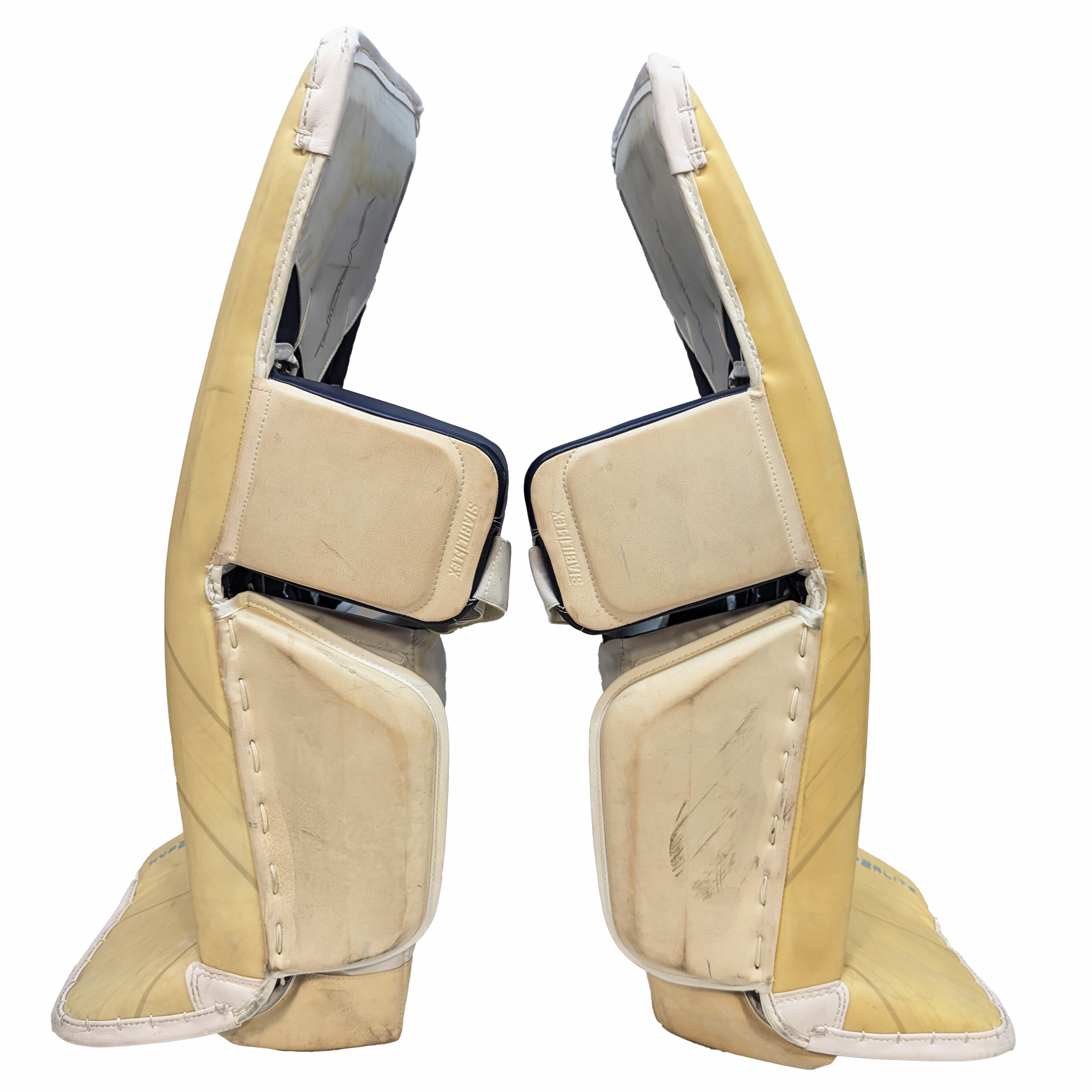 Bauer Vapor HyperLite 2 - Jambières de gardien Pro d'occasion (crème/bleu ciel/bleu marine)